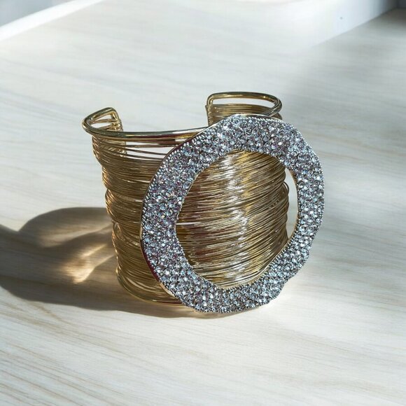 Crystal Accent Multi Layered Cuff bracelet - Picture 1 of 1